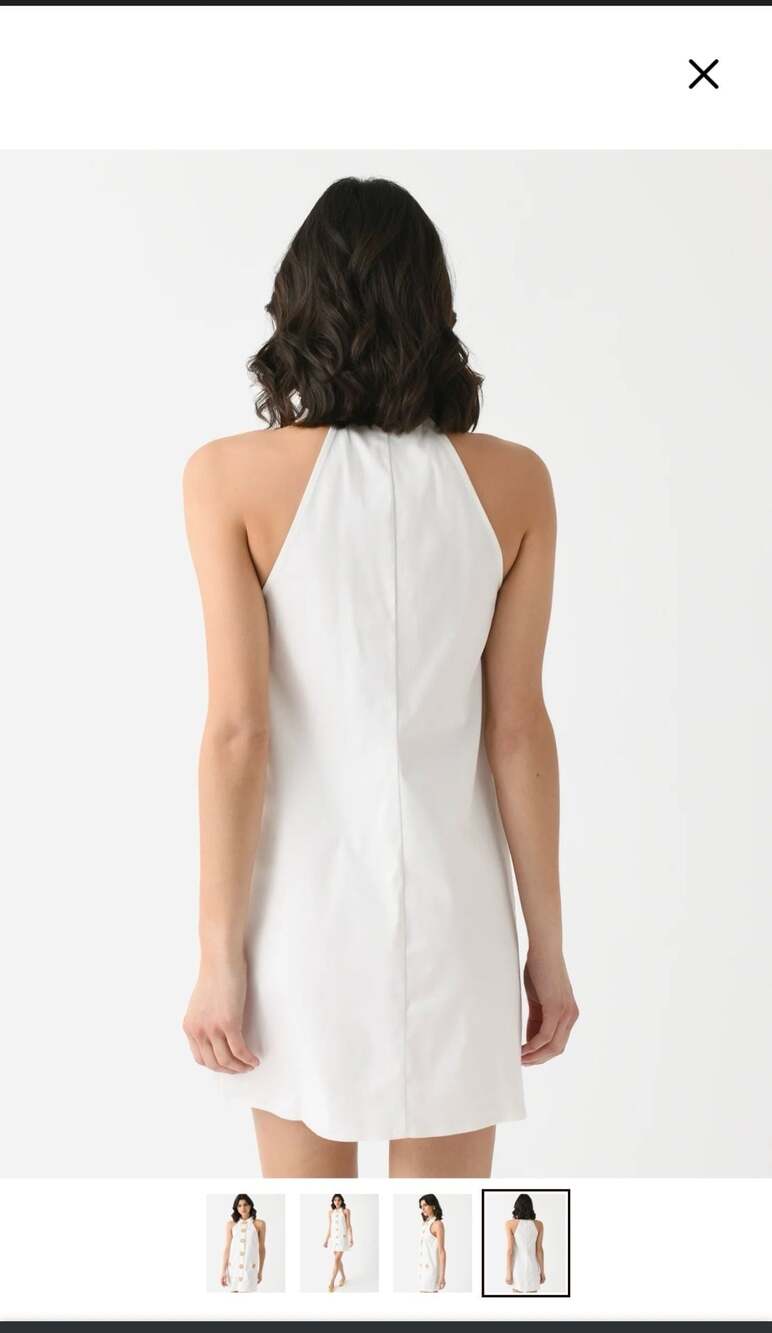 My Beachy Side White Halter Mini Dress with Crochet Buttons Size S - Picture 11 of 11